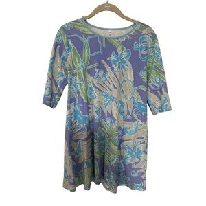 Ana Clare Nautical Print Blue and Green Dress Size Medium M